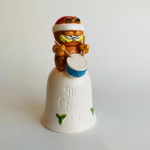 Vintage Ceramic Garfield Christmas Bell, 1984