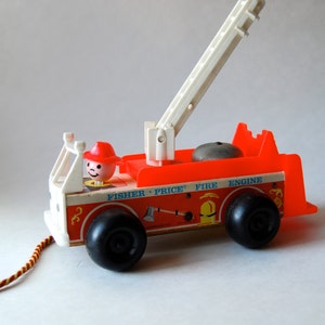Vintage Fisher Price Fire Engine Pull Toy, Nursery Decor