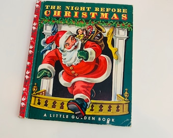 Vintage Book, The Night Before Christmas, A Little Golden Book, Red Spine