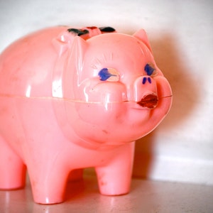 Vintage Plastic Pig Bank, Toy Town, Corp. image 1