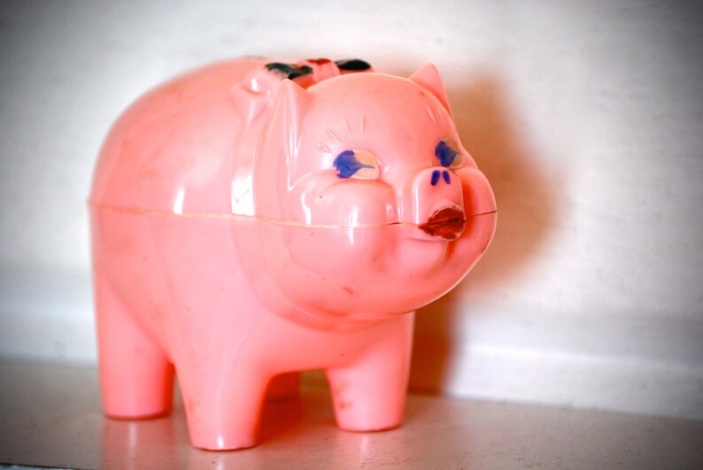 Vintage Plastic Pig Bank, Toy Town, Corp. image 1