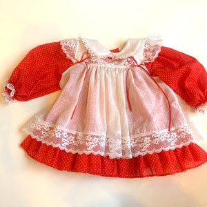 Vintage Baby Dress in Red and White