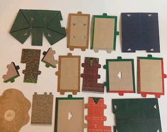 Vintage Built Rite Paper House Pieces, Incomplete Sets