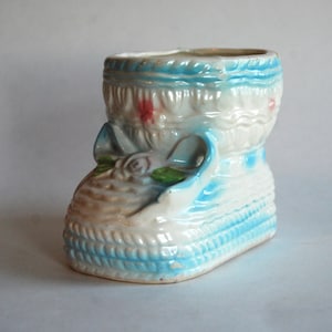Vintage Baby Shoe Planter, Nursery Decor, Pastel