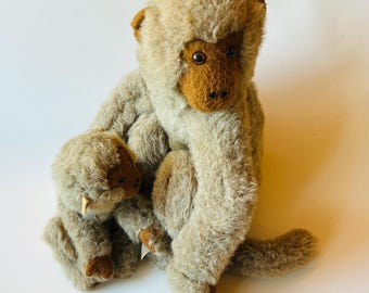 Vintage Pillow Pets Dakin Mother and Baby Monkey Plush, Stuffed Animals
