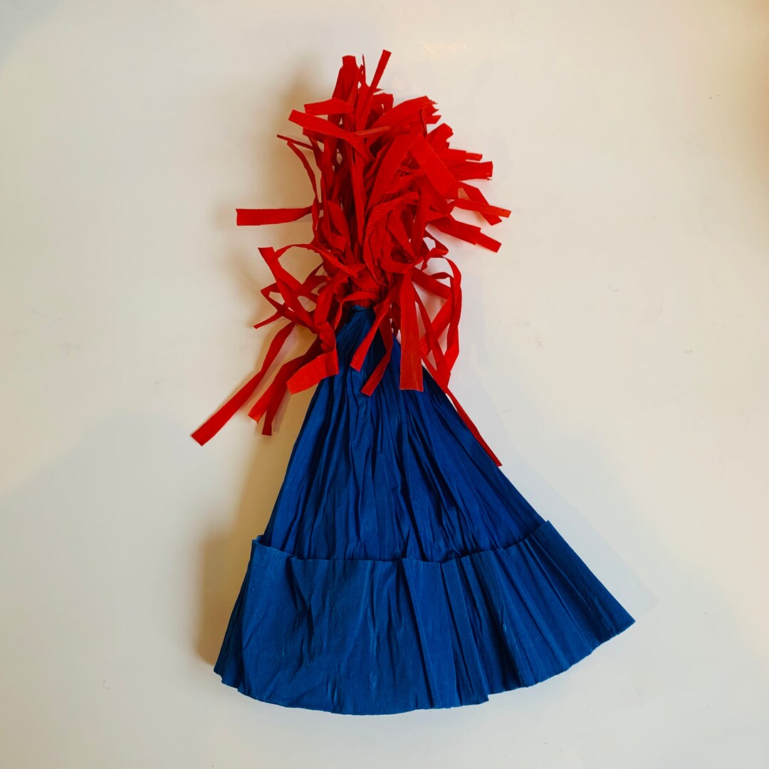 Vintage Crepe Paper Party Hat in Blue and Red Etsy