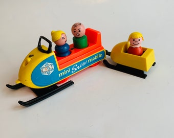 Vintage Fisher Price Little People Snow Mobile Turquoise Boy Girl 705 CHOICE 