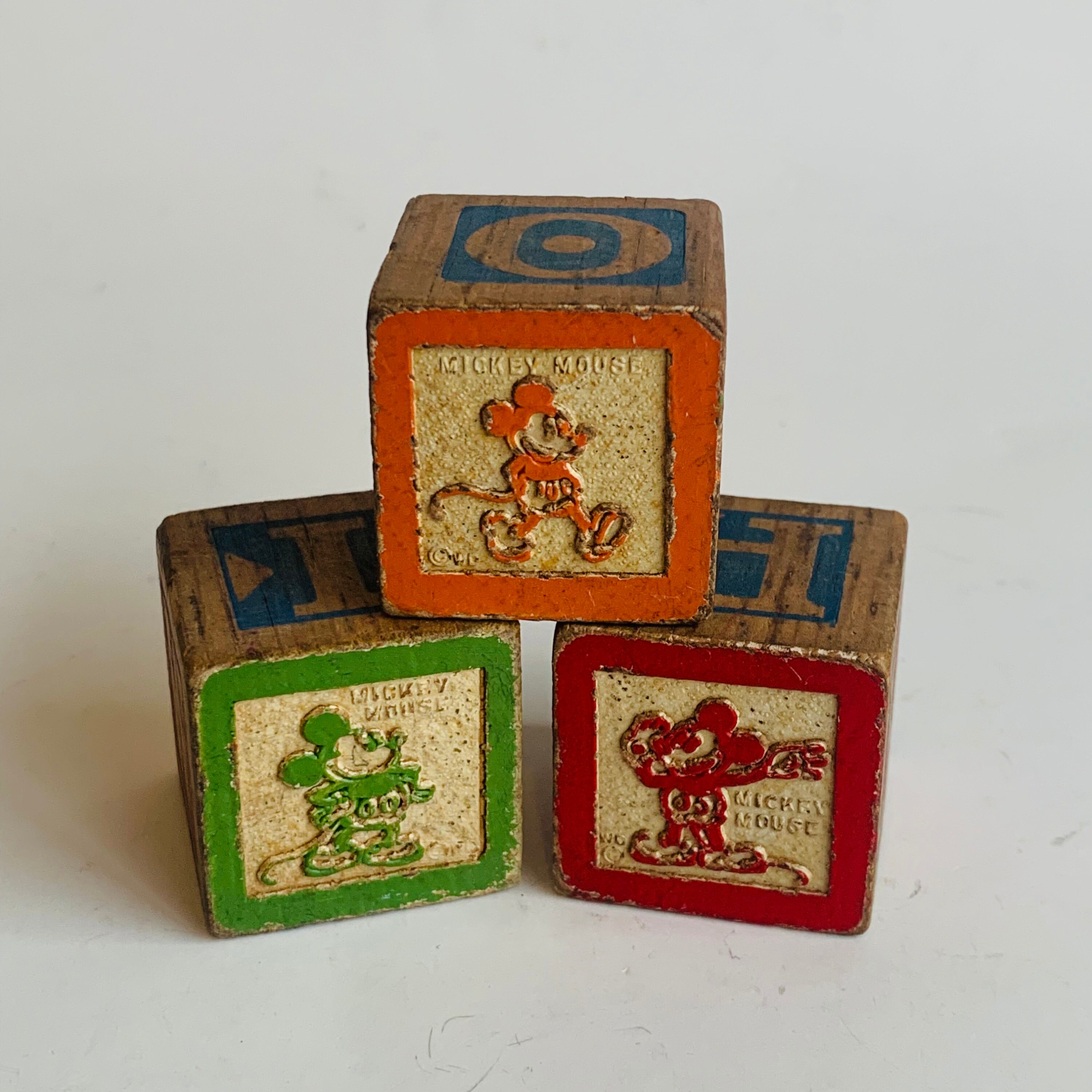 Vintage Trio of Wooden Mickey Mouse ABC Blocks Walt Disney Etsy UK