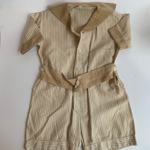 Vintage Toddle Romper, Champion, Brown and White … - image 2