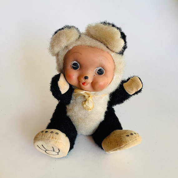 Vintage Rubber Face Posable Panda Bear Plush, Japan