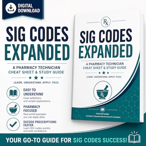 PTCB Exam Prep SIG Codes Study Guide | Pharmacy Technician Cheat Sheet (PDF Download)