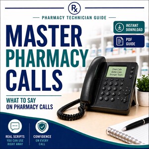 Pharmacy Tech Scripts | What to Say on Calls | Retail Pharmacy Guide | Refill, Transfer, Insurance | Instant PDF