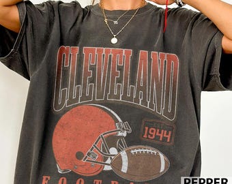 Vintage Cleveland Football T-shirt uit de jaren 90, shirt met de Browns-mascotte, retro Cleveland Football-kleding, cadeau voor fans