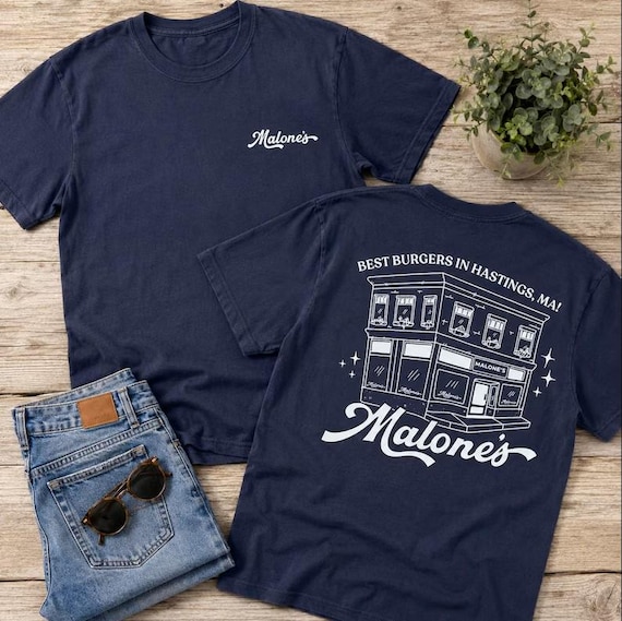 Malone's Bar Off Campus Two-sided Shirt, Briar U Hockey Romance Tee, Best Burgers Hastings MA, Bookish Gift