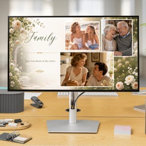 Elegant memorial slideshow with peaceful garden aesthetic