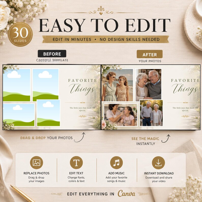 Celebration of life photo video template for loved one
