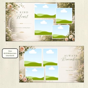 Funeral slideshow template with elegant portrait design