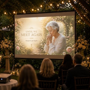 Beautiful memorial slideshow with editable Canva layout