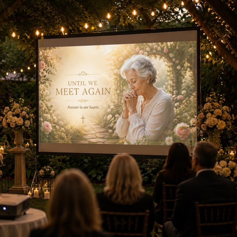 Beautiful memorial slideshow with editable Canva layout