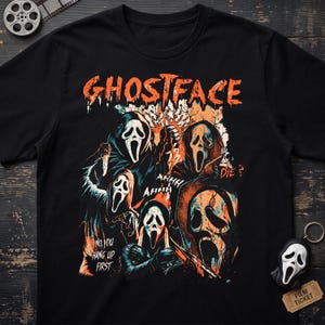 Ghostface Horror Movie PNG, Retro Horror Movie Collage Sublimation Graphic, Vintage Spooky Halloween T Shirt Design, Scream Shirt File