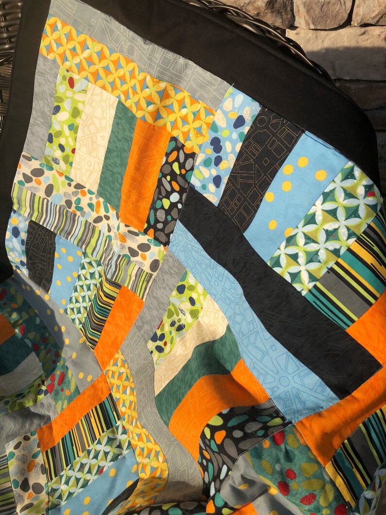 Great Mother/'s Day Gift for New Grandmas Toddler Ready to Ship! Rock /'n Rail Throw Quilt--Lap Baby Quilt-Contemporary Rail Style Quilt