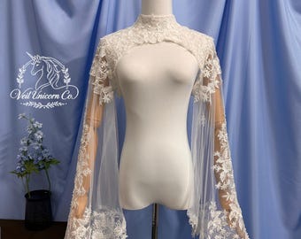Beaded Lace Detachable Sleeves, Wedding Arm Concealer With Floral Sequin Trim, Bridal Cover Up