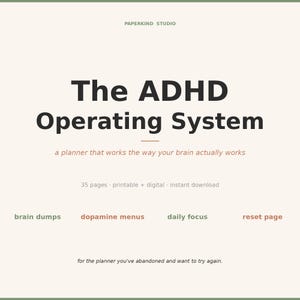 ADHD-besturingssysteemplanner | Brain Dump voor volwassenen, dopaminemenu (digitale download)