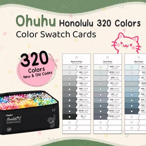 Ohuhu Honolulu 320 Color Swatch Cards, Grouped Wave A4 PDF, New & Old Codes