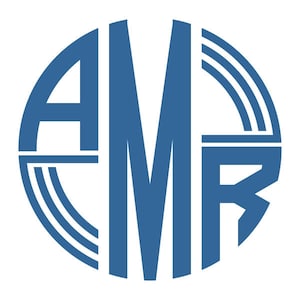 May include: A blue circle with the letters "AMR" inside. The letters are in a stylized font and are arranged in a circle.