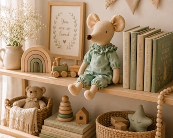 Big Soft Fabric Mouse Doll, Maileg Style Plush Toy, Baby Shower Gift, Child Present
