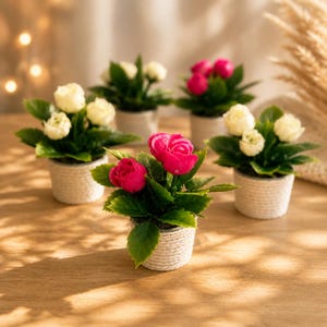 Mini rosales hechos a mano, decoración para casa de muñecas a escala 1:12, accesorio para ratones Maileg