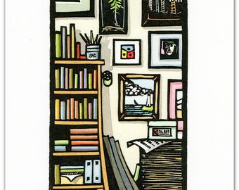 Greeting Card (1) Titled "Artists Gallery I" from a Linocut  (#2209)