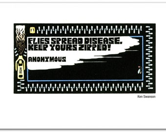 1 Greeting Card from a Linocut Depicting Sound Medical Advice