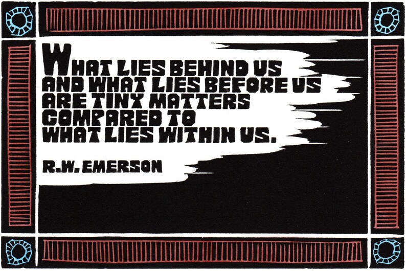 1221 Emerson by Ken Swanson of Quote By R.W Original Linocut