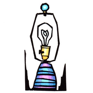 Original Linocut (1801) of Lamp Harp by Ken Swanson