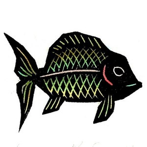 Original Linocut (2303):  Small Print of a Fish