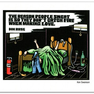 Greeting Card (1) about a Theory of Perspiration from a Linocut (#1421)
