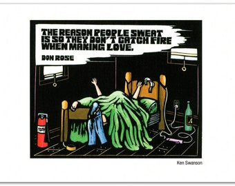 6 Greeting Cards about a Theory of Perspiration from a Linocut by Ken Swanson (#1421)