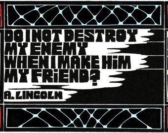 Original Linocut (2110) of a Quote By Abraham Lincoln