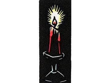 Original Linocut (2226) of a Small Candle by Ken Swanson