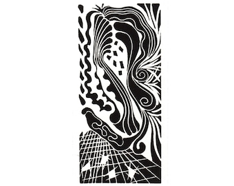 Original Linocut (9433) of Stylized Storm Cloud by Ken Swanson