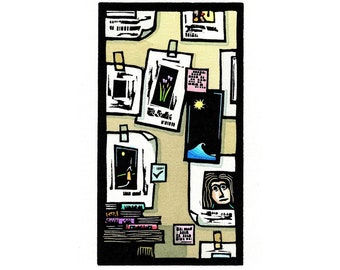 Original Linocut (2210) "Artist's Gallery #2"