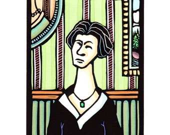 Original Linocut (1204) "The Pearl Necklace" By Ken Swanson
