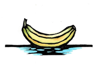 Original Linocut (2531) of a Banana