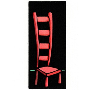Original Linocut (0423) of a Red Chair