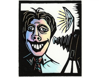 Original Linocut (1540) Titled " Picture Perfect" by Ken Swanson