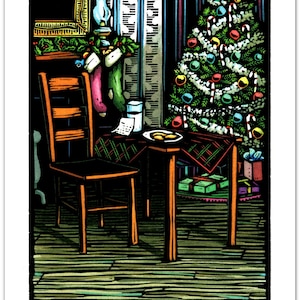 Christmas Eve Linocut Cards, &quot;The Calm Before&quot; (Set of 12)