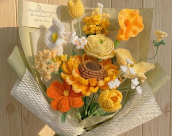 Gehäkeltes Sonnenblumen-Bouquet: Handgefertigte Strickblumen, Arrangement