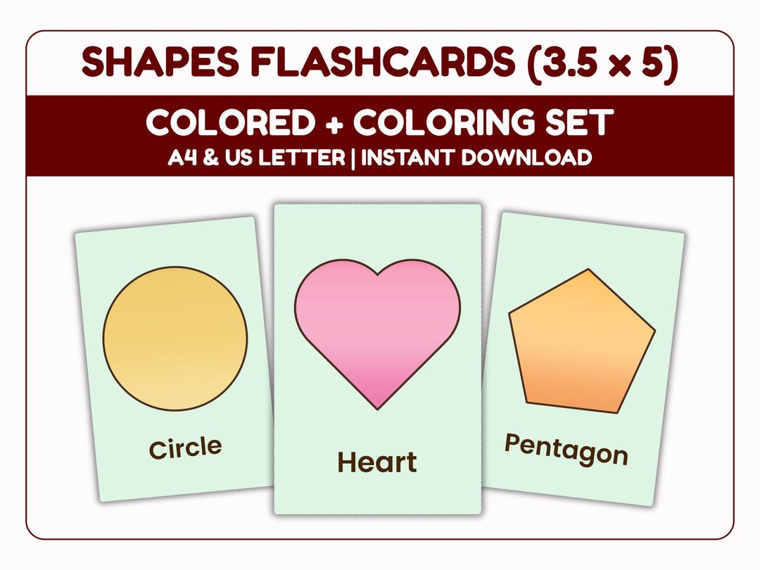 Shapes Flashcards Printable for Toddlers, 3.5x5 Preschool Learning ...