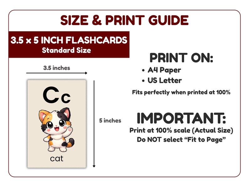 ABC Flashcards Printable (3.5x5) | Alphabet Flash Cards for Kids